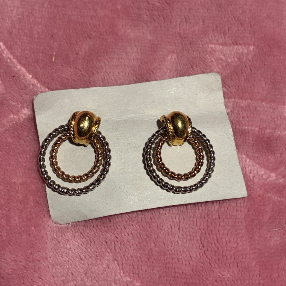 Gold and Silver Double Hoop Earrings